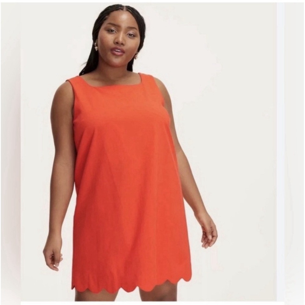 Kate Spade Scallop Hem Dress XXL Coral Sleeveless Lined NWT Elegant